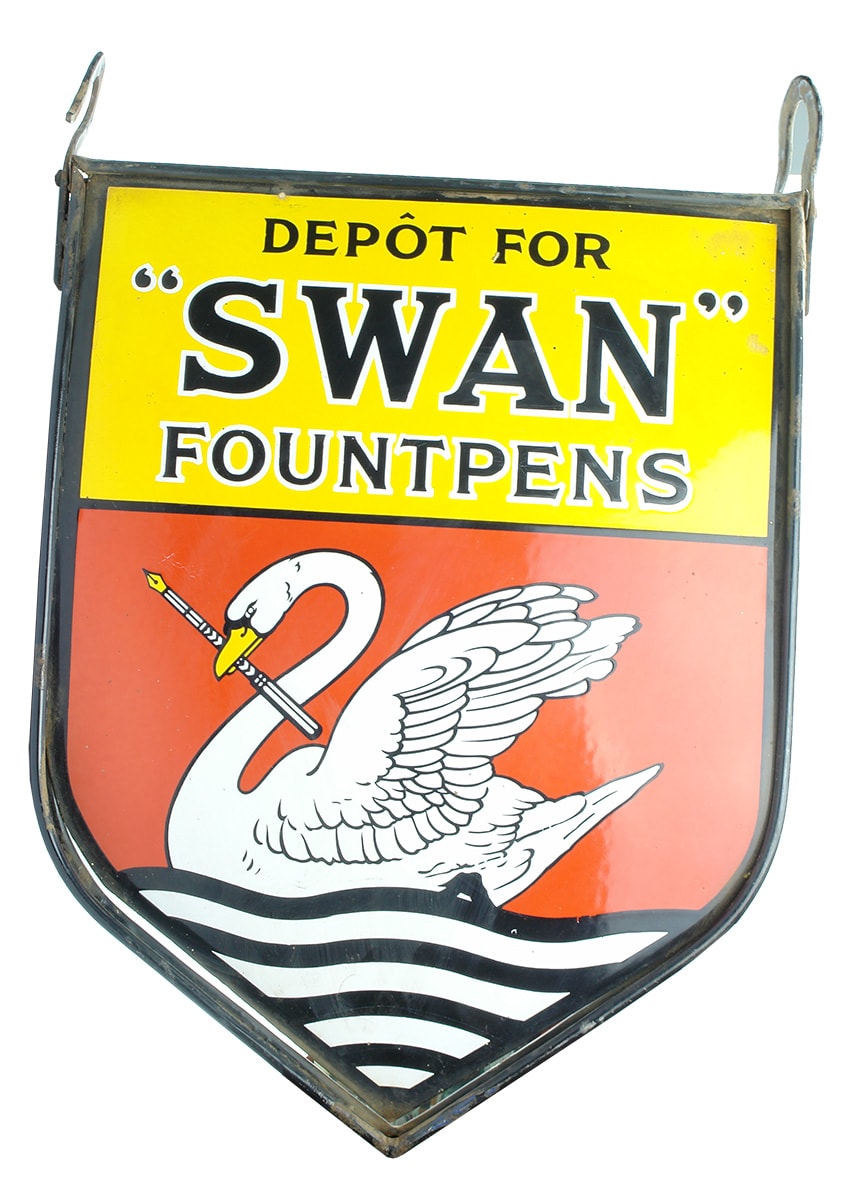 Swan Fountpens Antique enamel sign