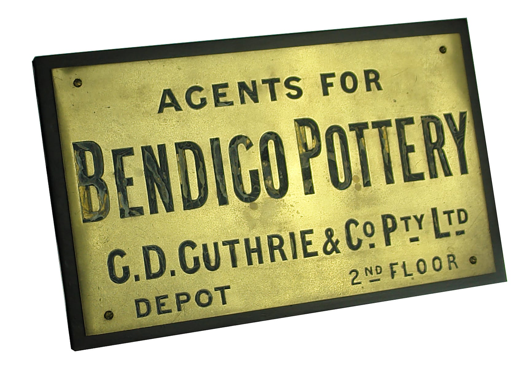 Bendigo Pottery Guthrie Depot Original Brass Sign