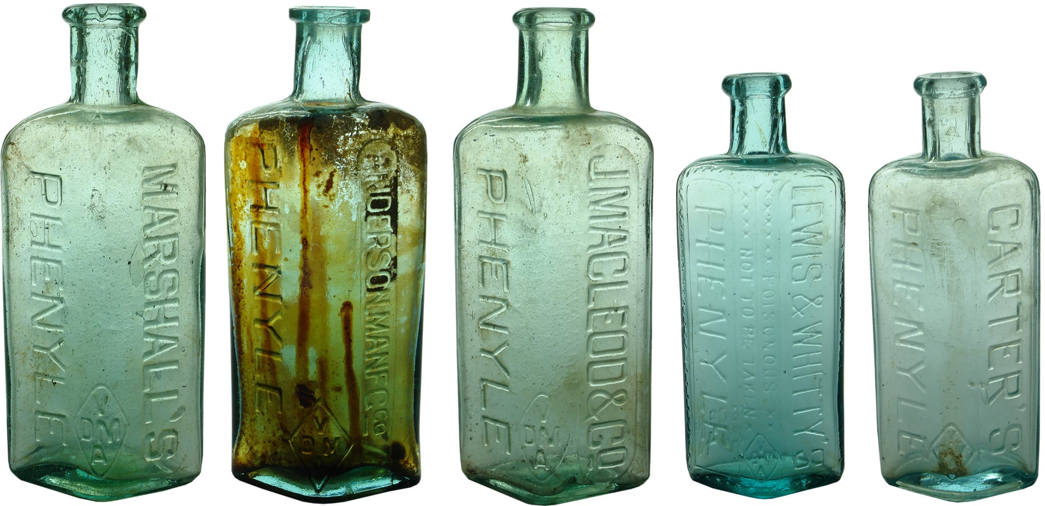 Phenyle Antique Poison Bottles