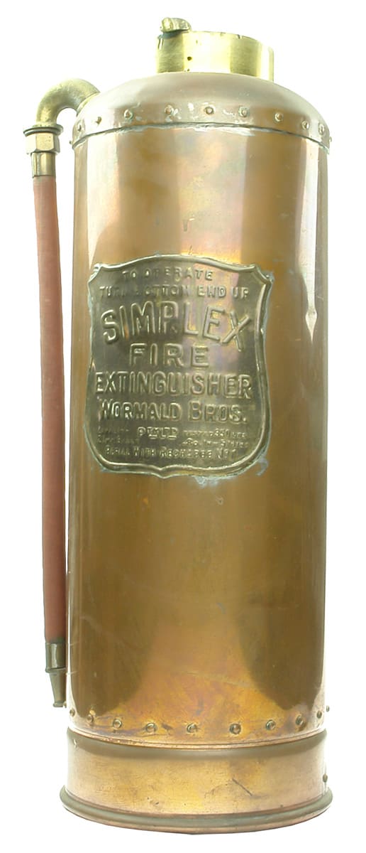 Brass Simplex Wormald Fire Extinguisher 1949
