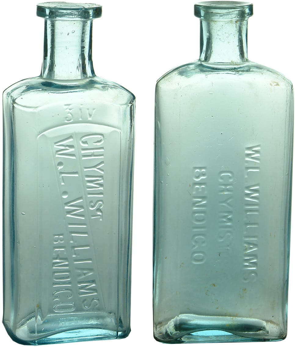 Antique Williams Bendigo Chemist Bottles