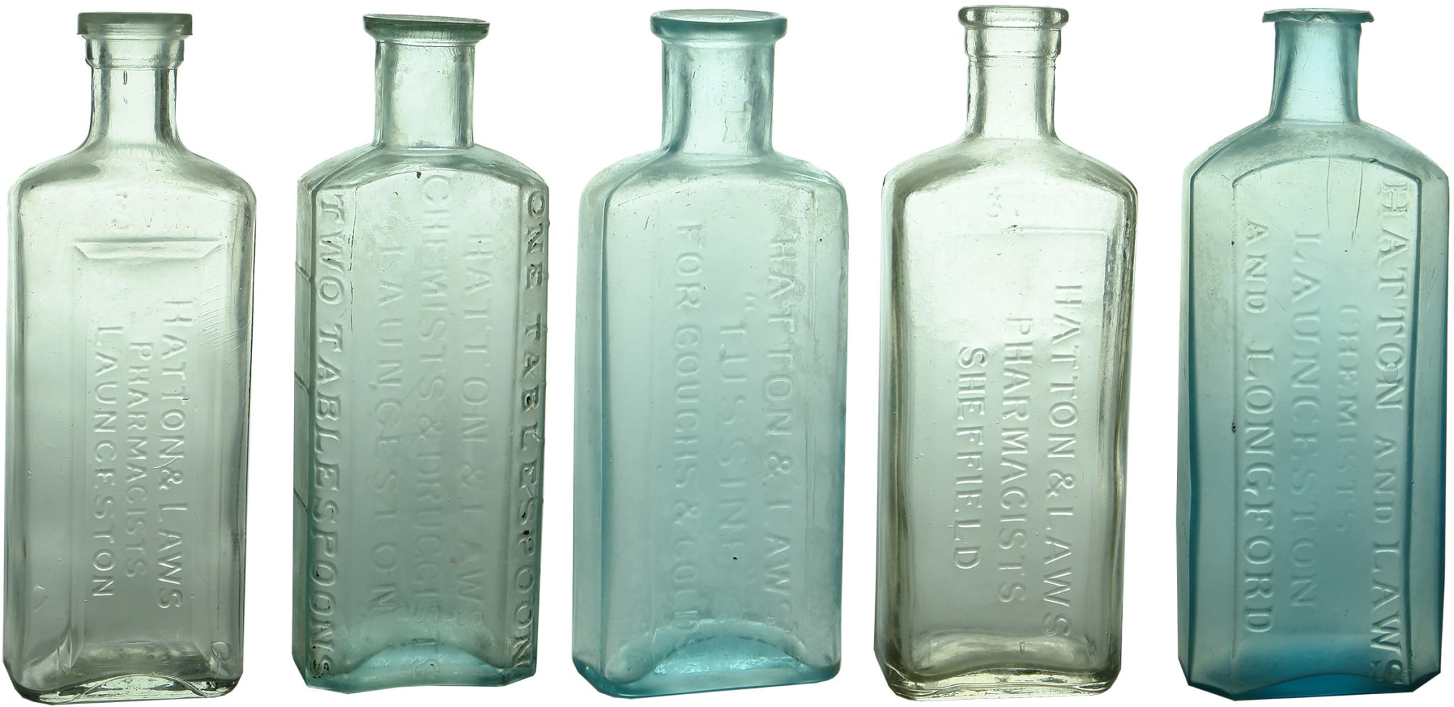Antique Hatton Laws Chemist Bottles