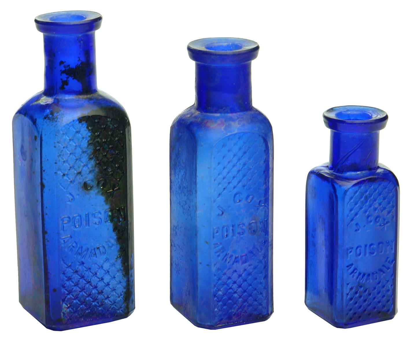 Cox Poison Armadale Antique Cobalt Blue Bottles