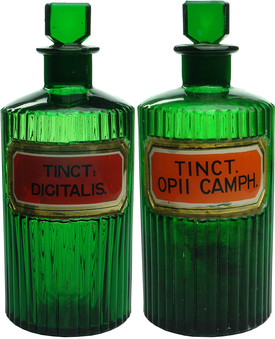 Antique Green Pharmacy Bottles