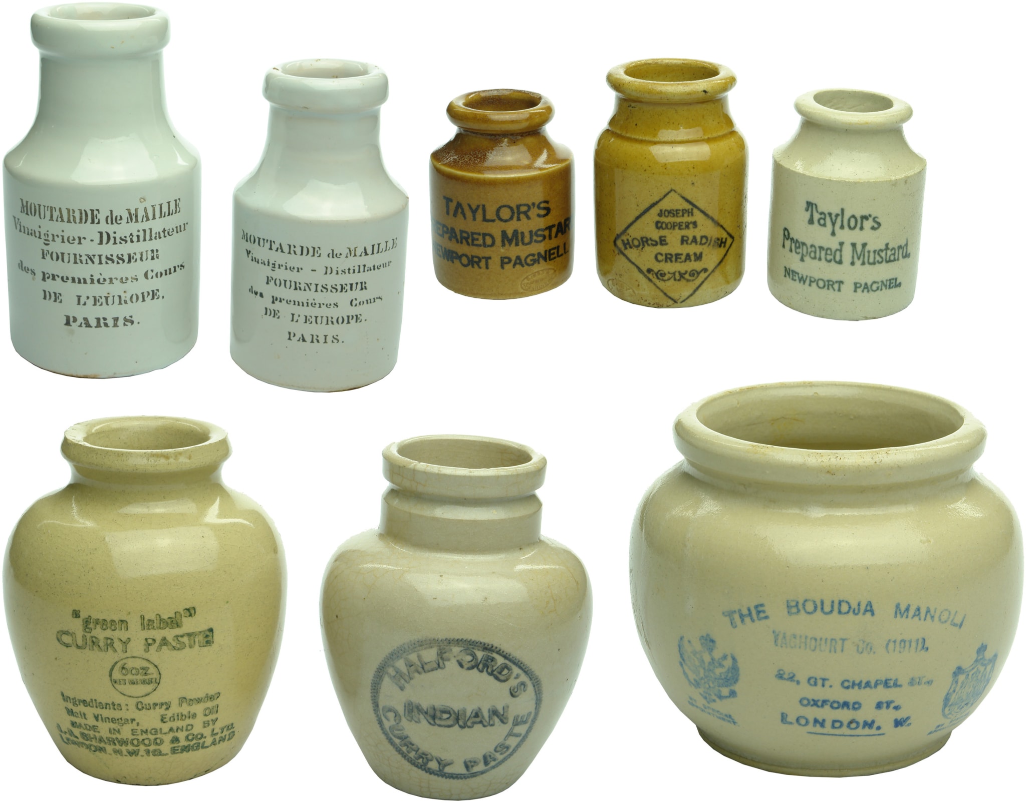 Printed Antique Stoneware Pottery Ceramic Jars