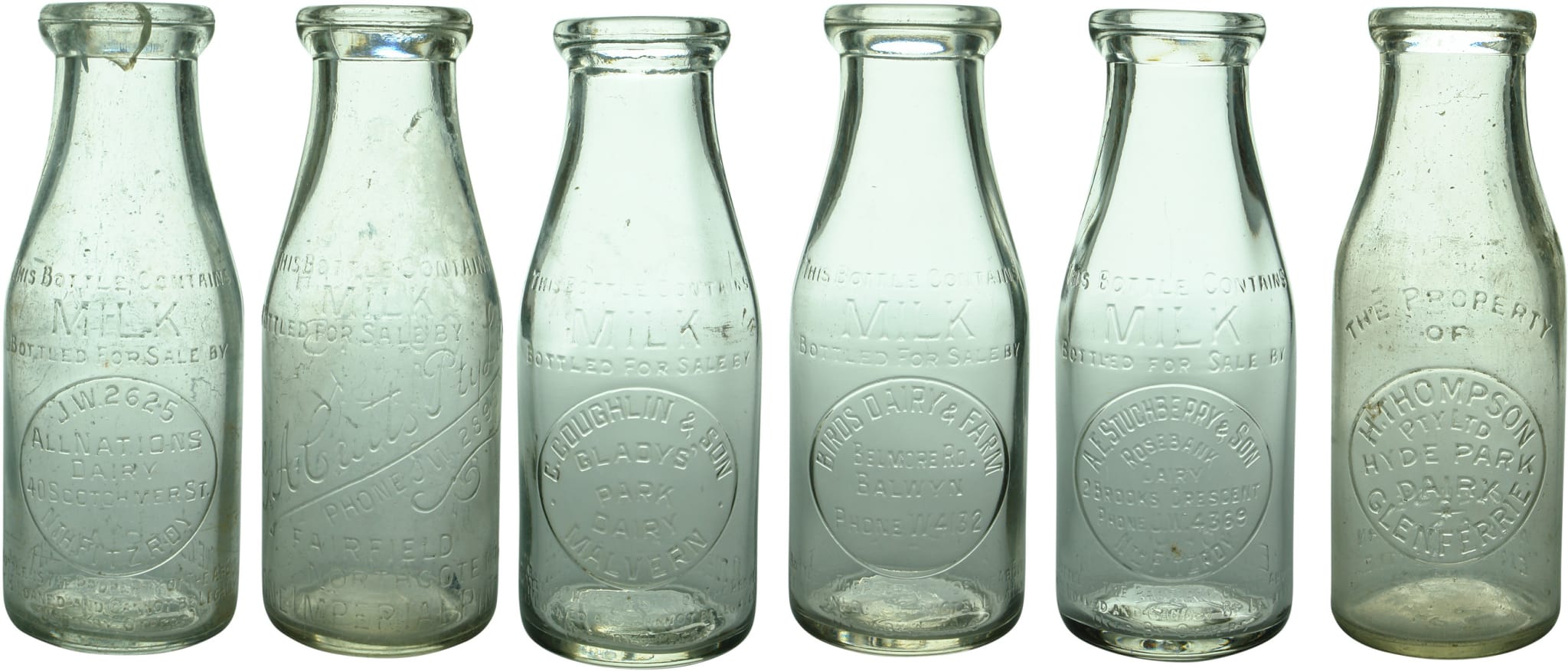 Collection Vintage Milk Cream Bottles