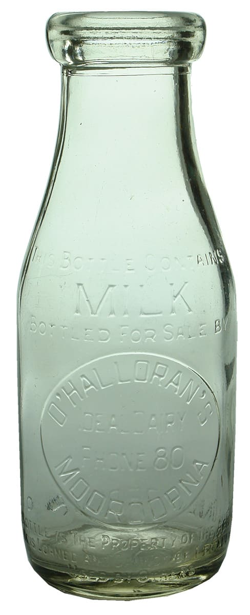 O'Halloran's Ideal Dairy Mooroopna Milk Bottle