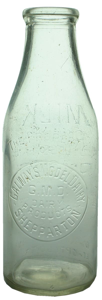Galway's Model Dairy Shepparton Quart Milk Bottle