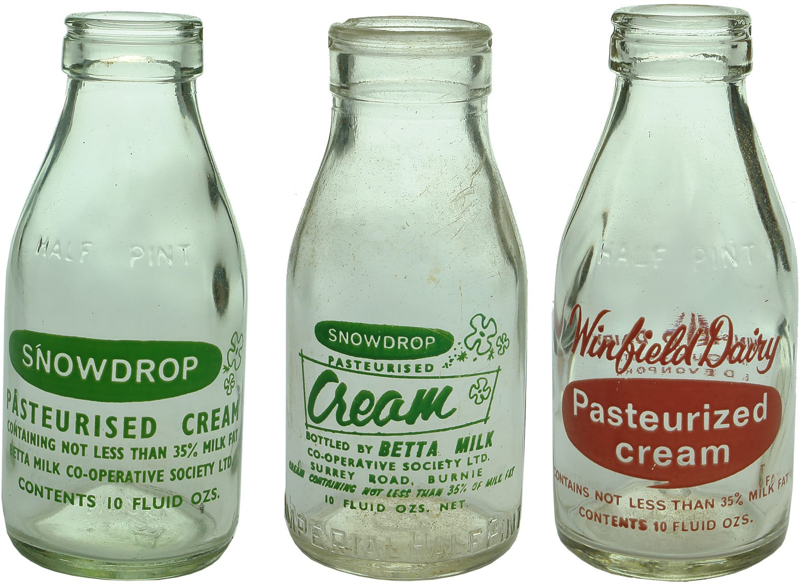 Vintage Ceramic Label Milk Bottles