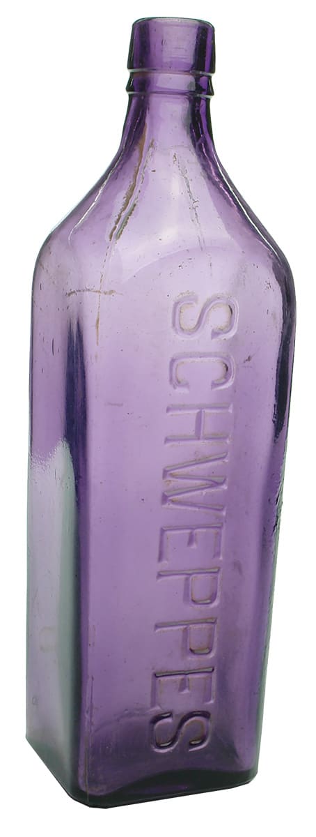 Schweppes Purple Glass Cordial Bottle