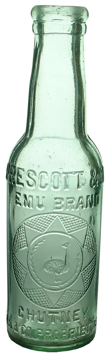 Prescott Emu Brand Chutney Antique Bottle