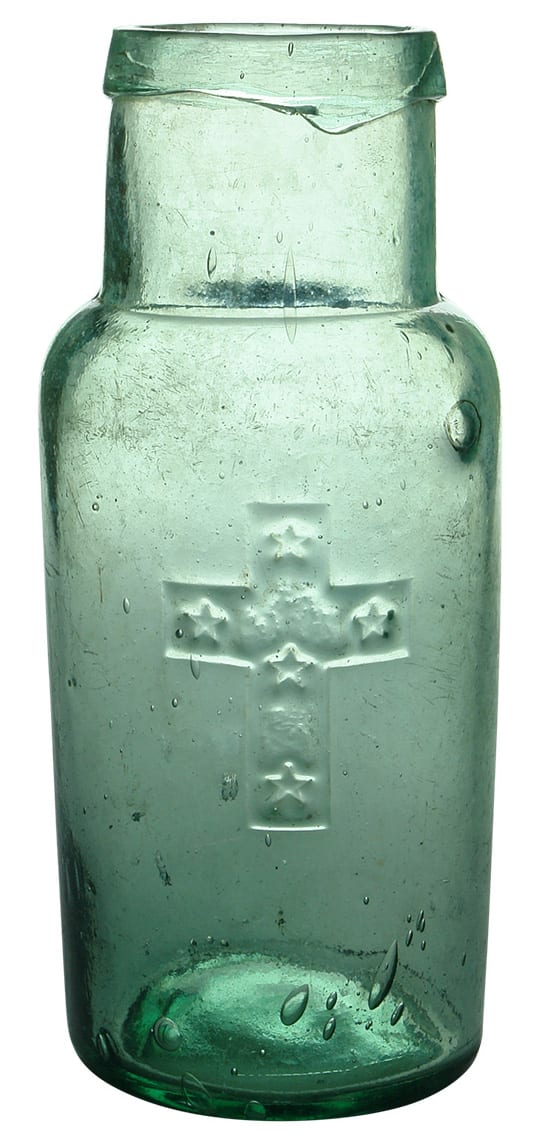 Embossed Southern Cross Antique Pickle Bottle