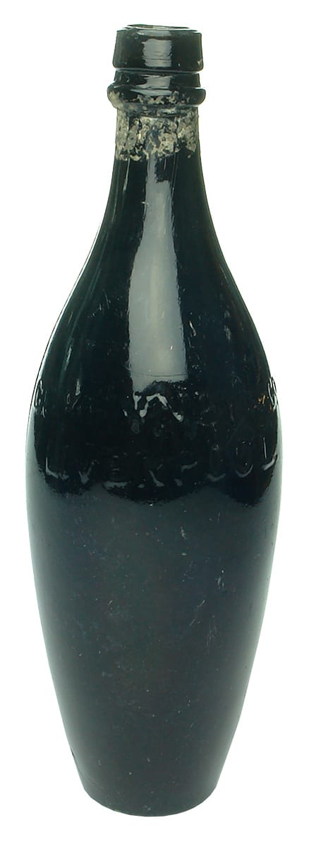 Kewney Liverpool 1859 Skittle Black Glass Bottle