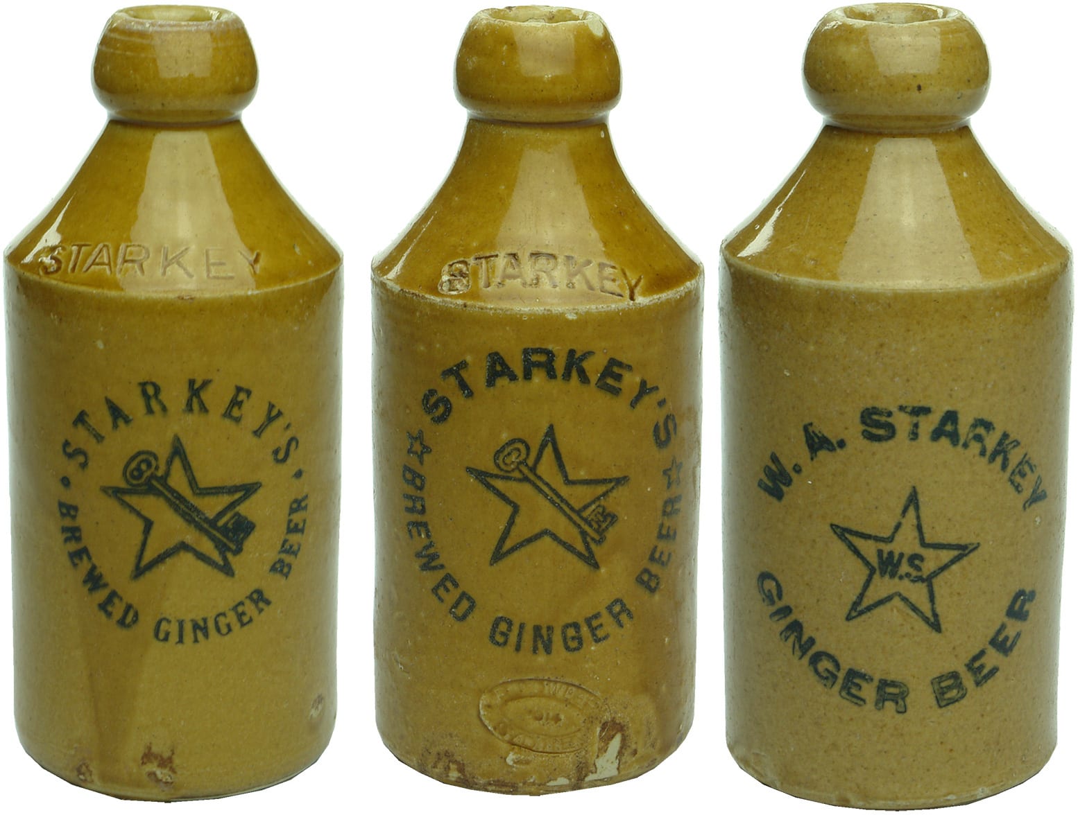 Old Antique Stoneware Ginger Beer Bottles