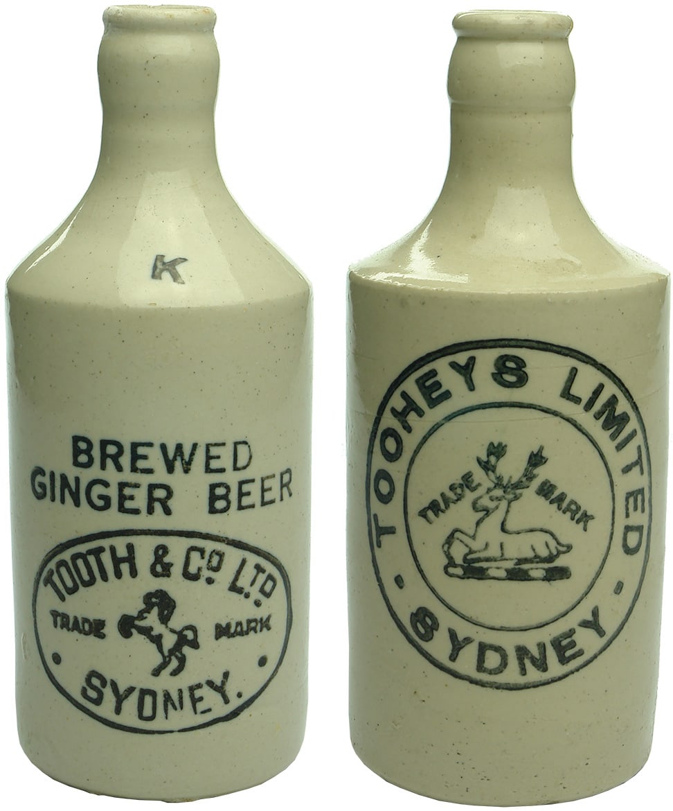 Old Antique Stoneware Ginger Beer Bottles