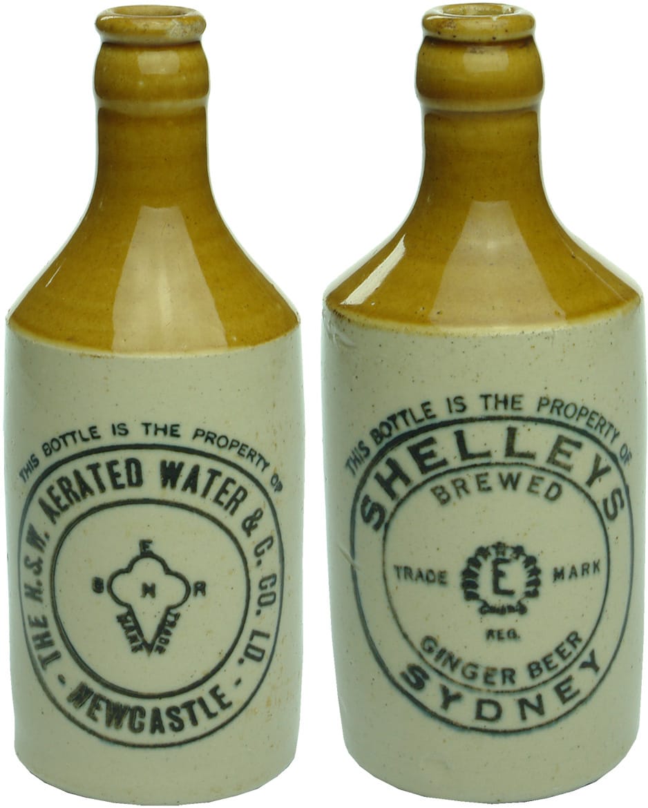 Old Antique Stoneware Ginger Beer Bottles