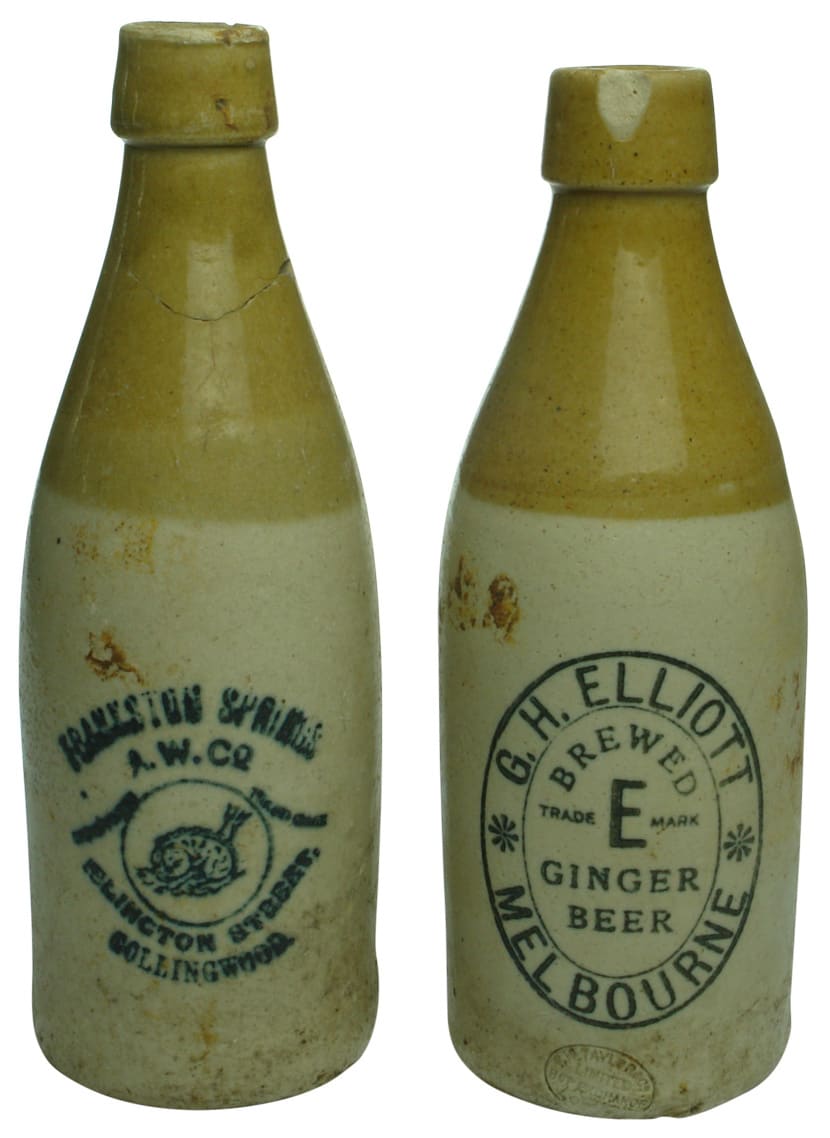 Old Antique Stoneware Ginger Beer Bottles