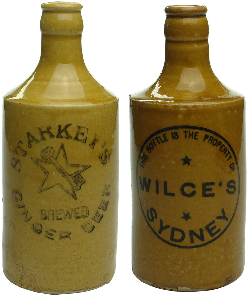 Old Antique Stoneware Ginger Beer Bottles