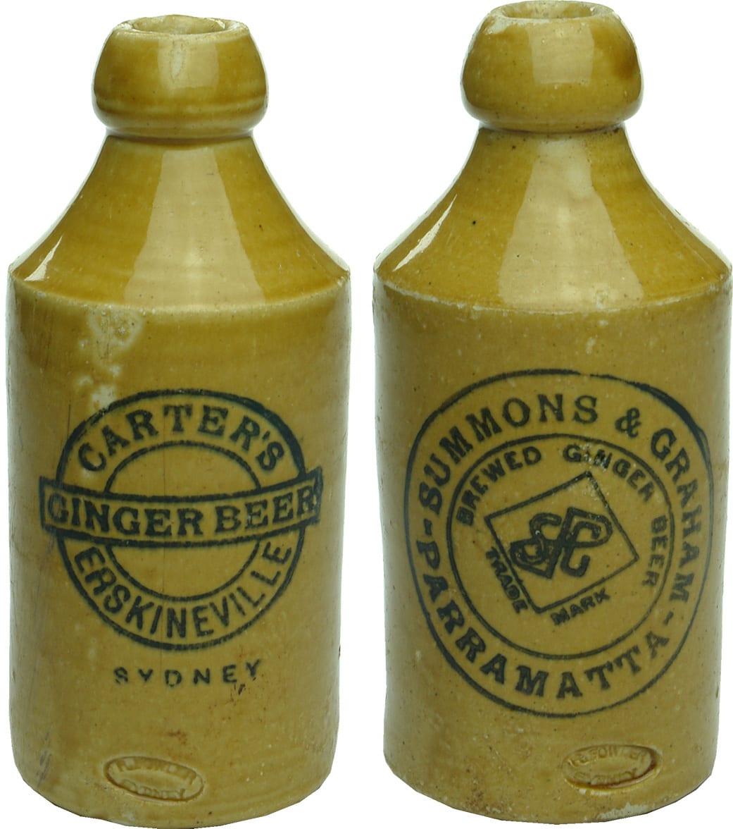 Old Antique Stoneware Ginger Beer Bottles