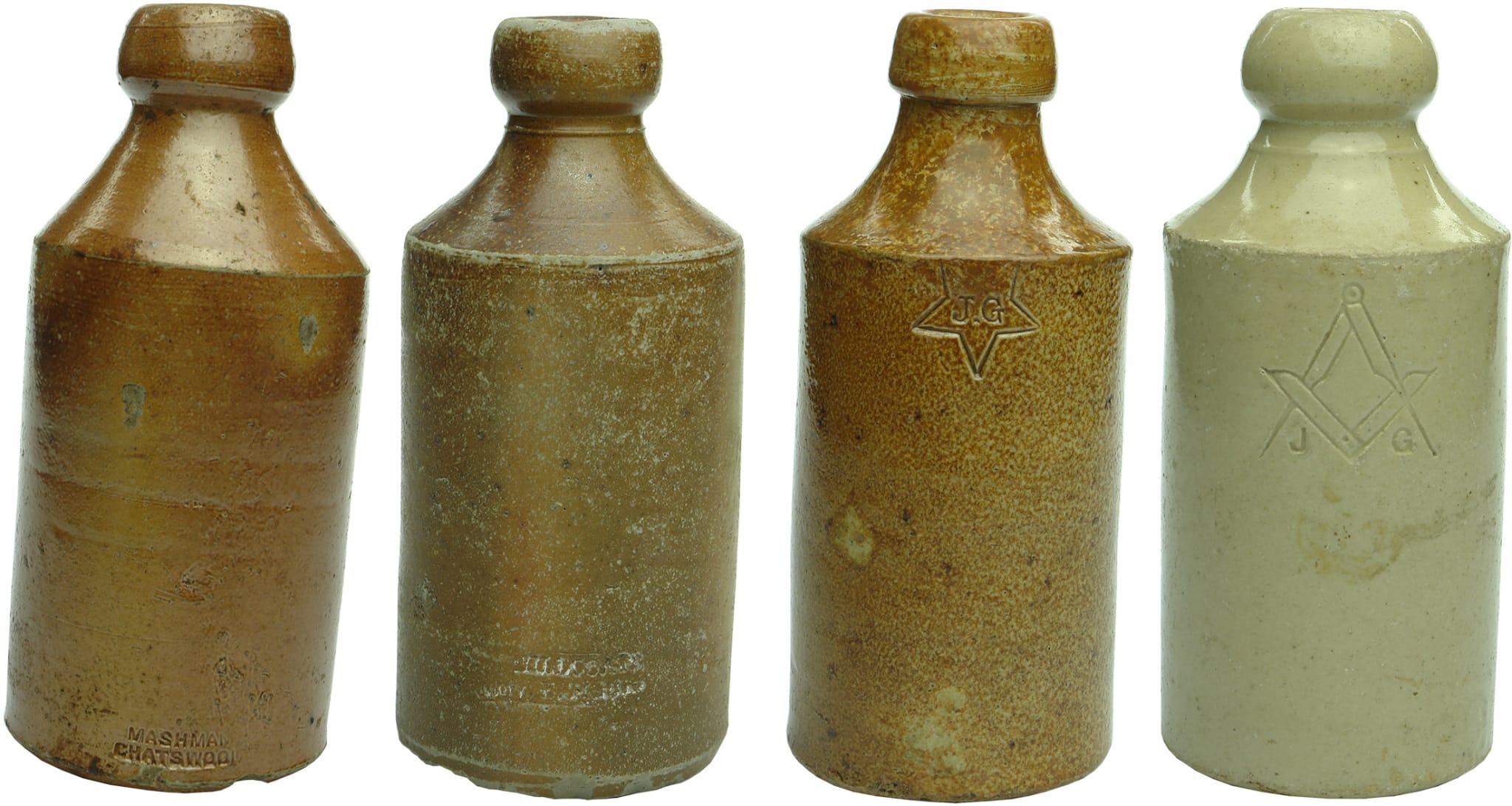 Old Antique Stoneware Ginger Beer Bottles