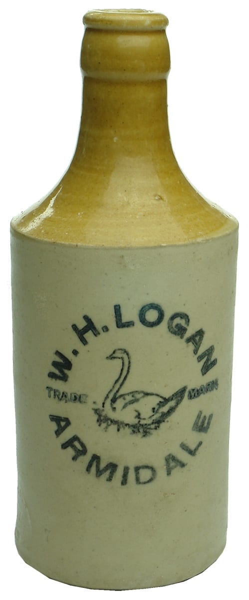 Logan Armidale Swan Crown Seal Stone Ginger Beer Bottle