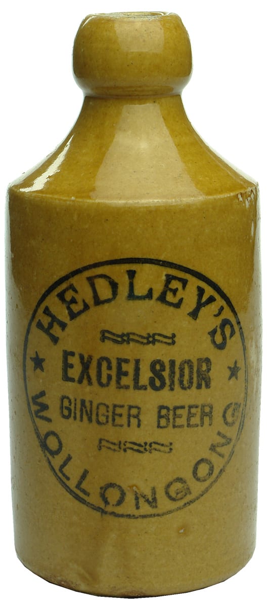 Hedleys Excelsior Ginger Beer Wollongong Stoneware Bottle