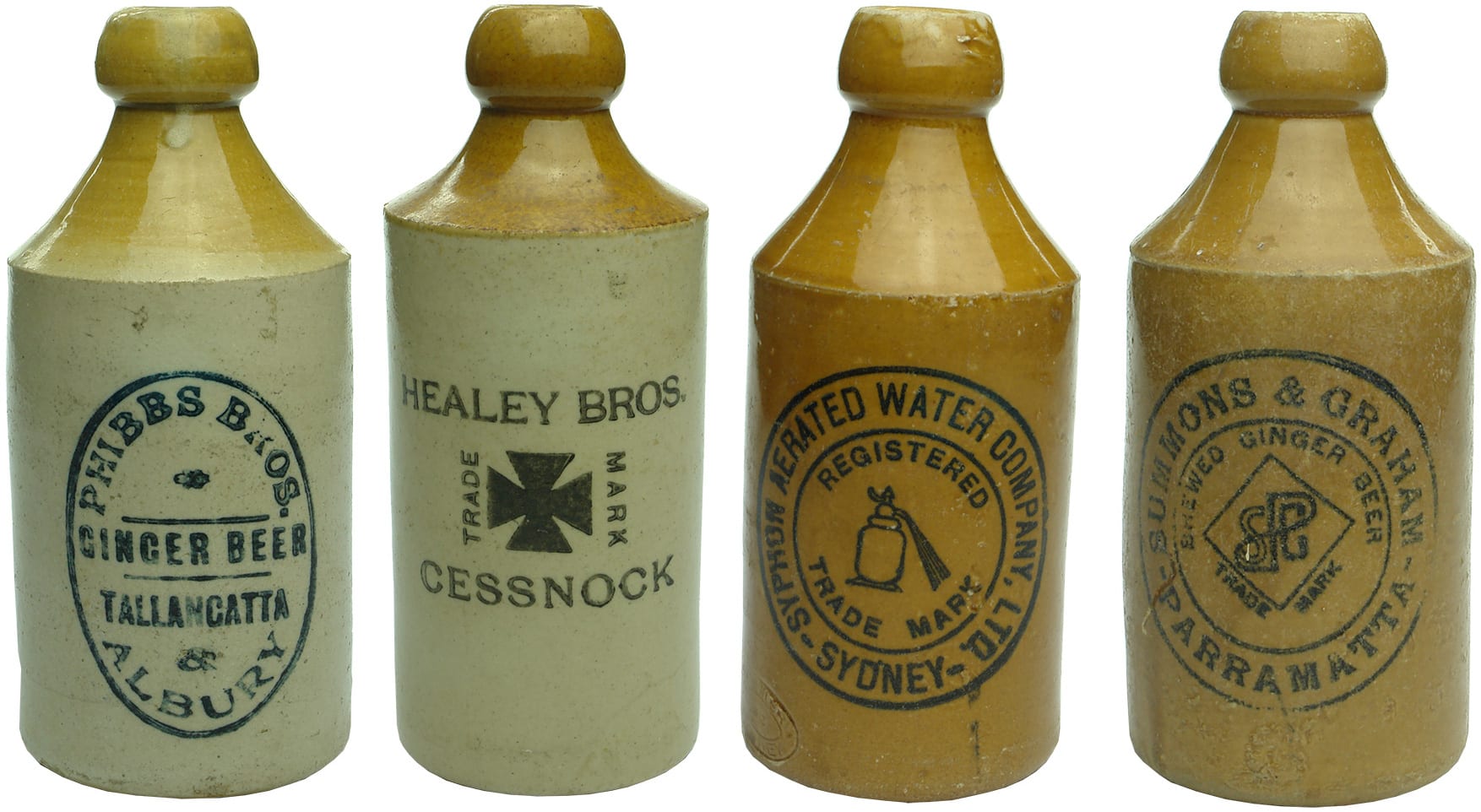 Antique Stoneware Ginger Beer Bottles