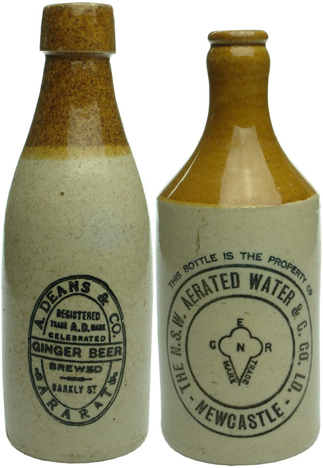 Antique Stoneware Ginger Beer Bottles