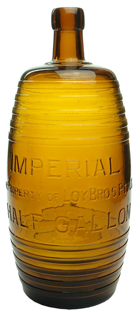 Loy Bros Amber Glass Barrell Bottle