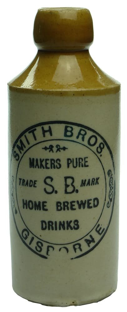 Smith Bros Gisborne New Zealand Stone Ginger Beer Bottle