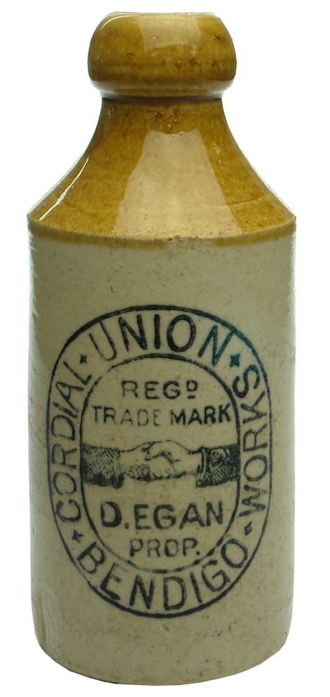 Union Cordial Works Bendigo Stoneware Bottle