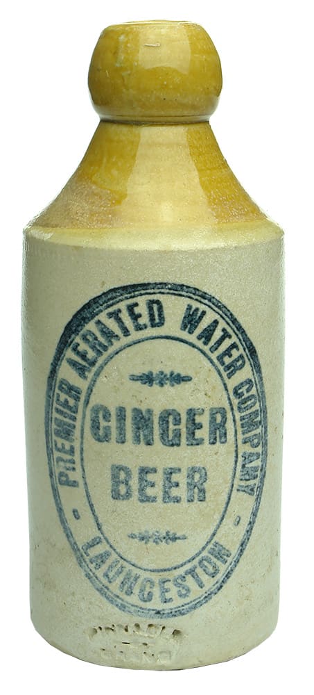 Premier Aerated Water Launceston Stone Ginger Beer Bottle