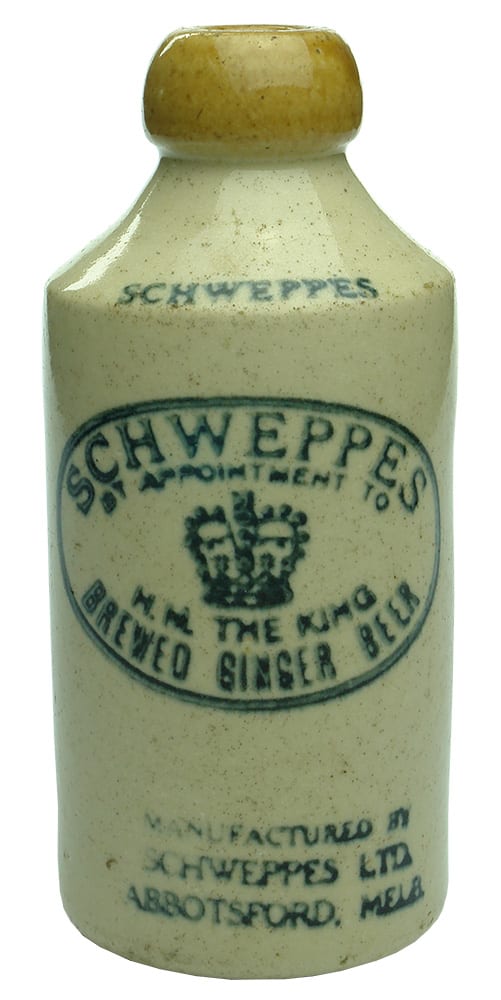 Schweppes Abbotsford Brewed Ginger Beer Stone Bottle