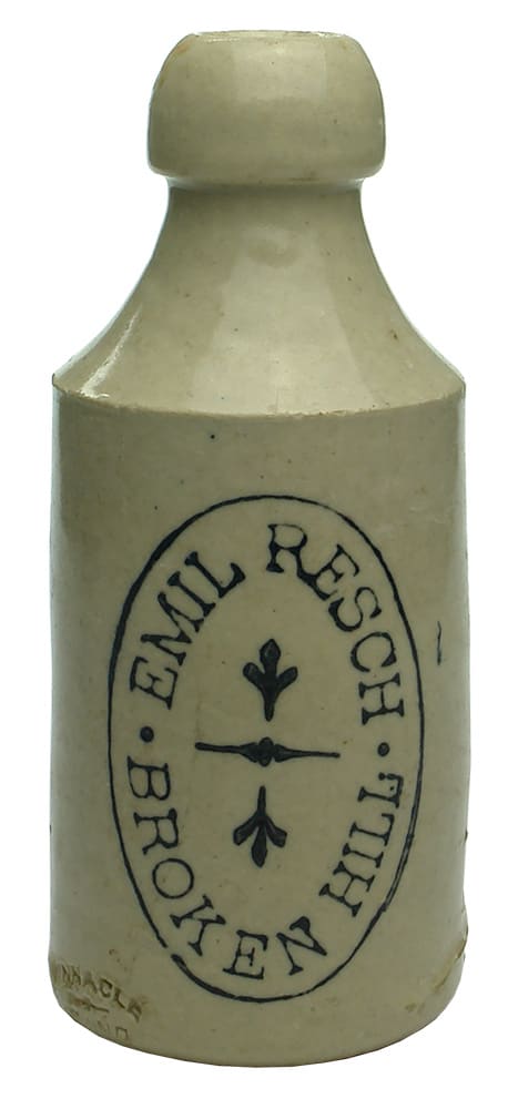 Emil Resch Broken Hill Stone Ginger Beer Bottle