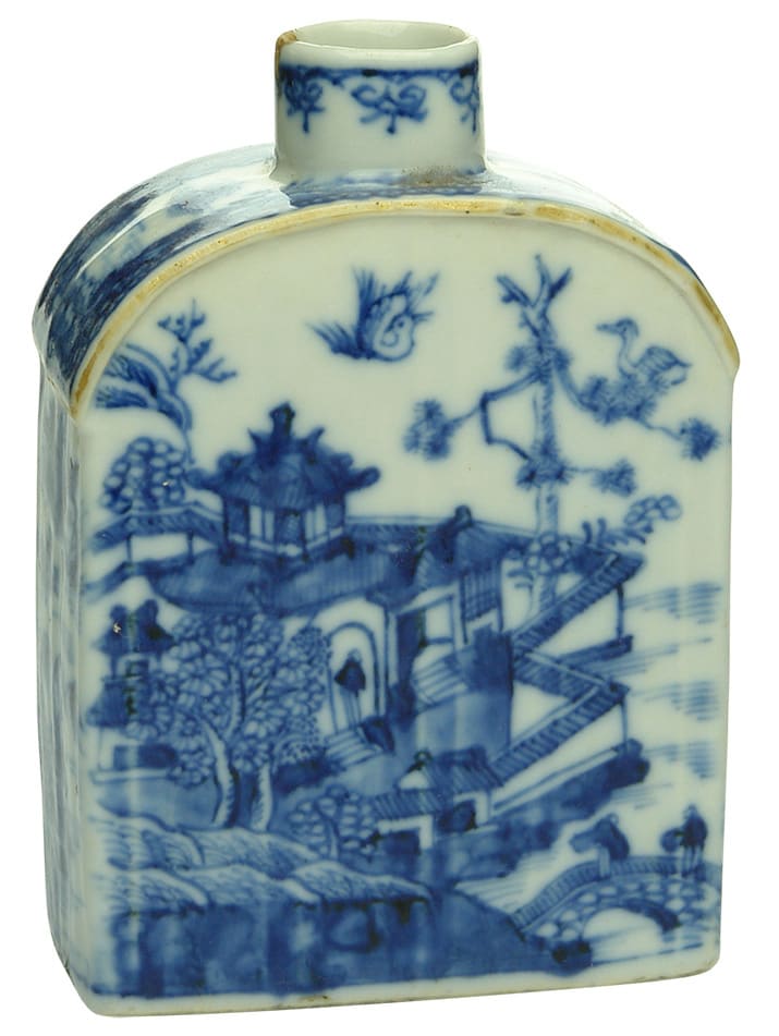 Blue White Porcelain Chinese Pottery Flask