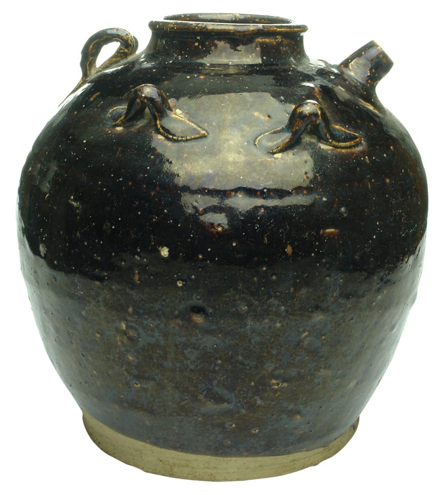Brown Glaze Chinese Jar Handles