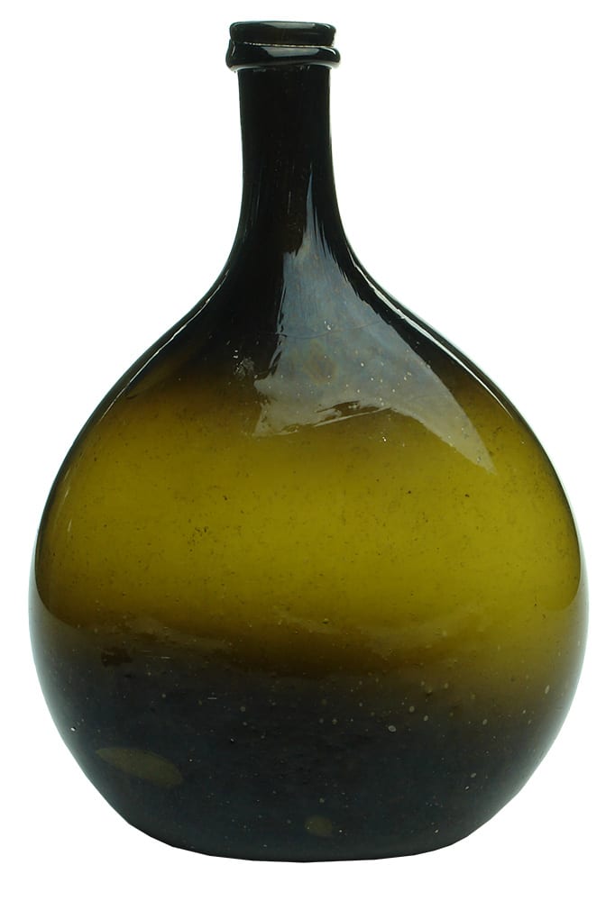 Black Glass Pontil Scar Bladder Bottle