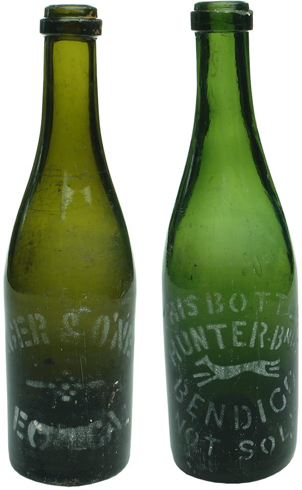 Antique Sandblasted Victorian Beer Bottles
