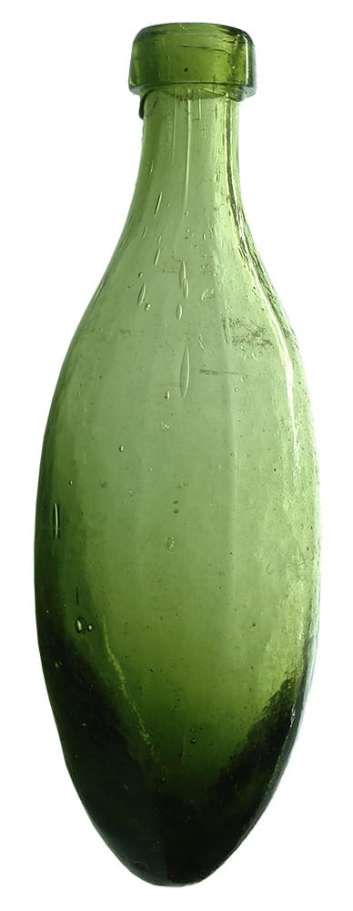 Green Glass Square Lip Torpedo Bottle