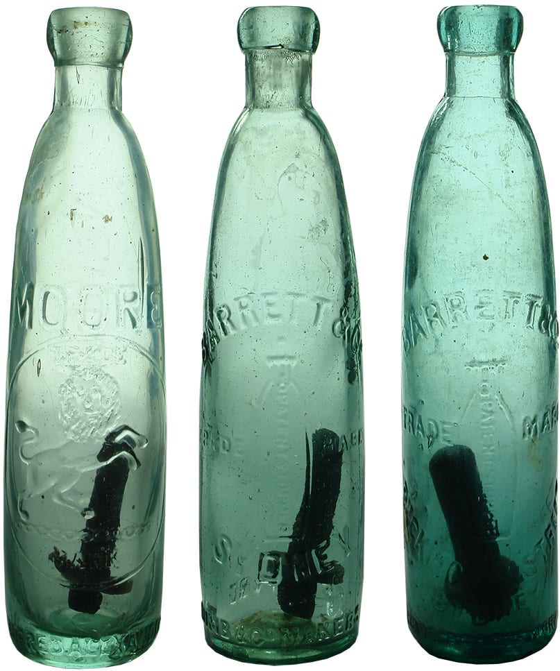 Sydney Newcastle Barrett Patent Stick Stoppered Bottles