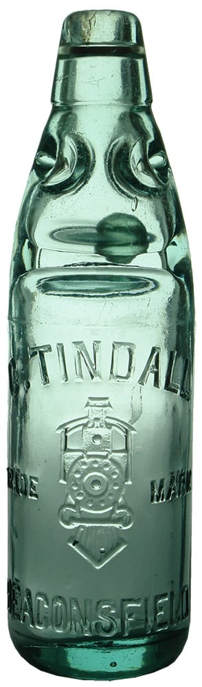 Tindall Beaconsfield Train Antique Codd Marble Bottle
