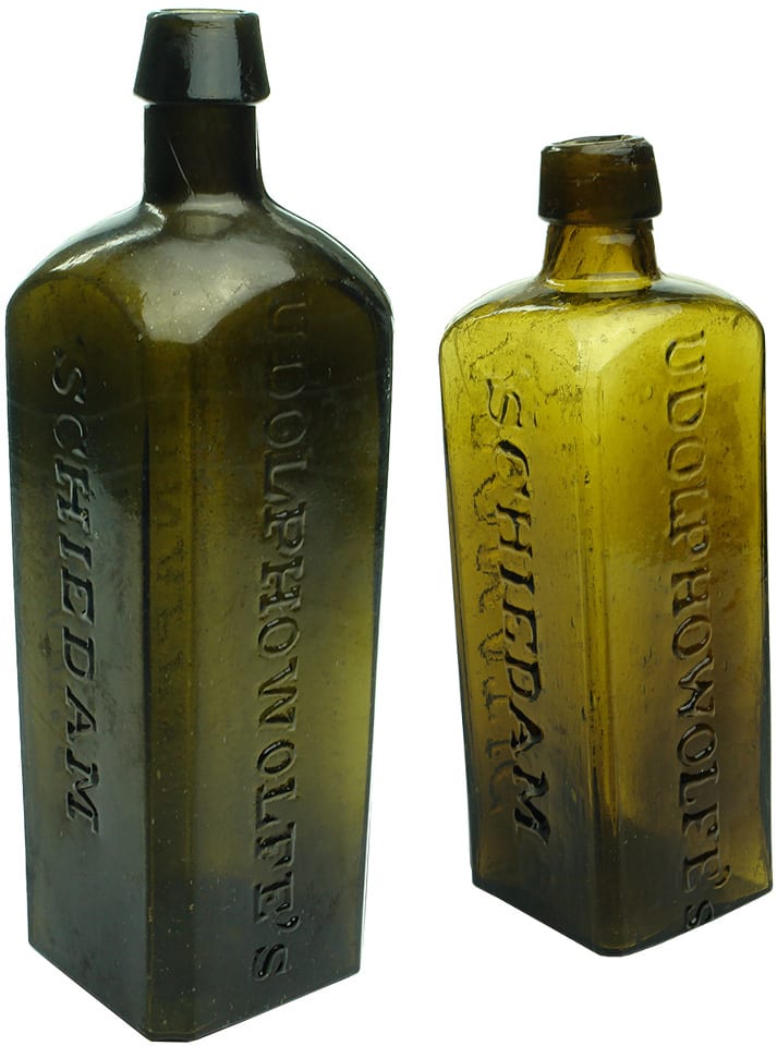 Antique Udolpho Wolfe's Schnapps Bottles