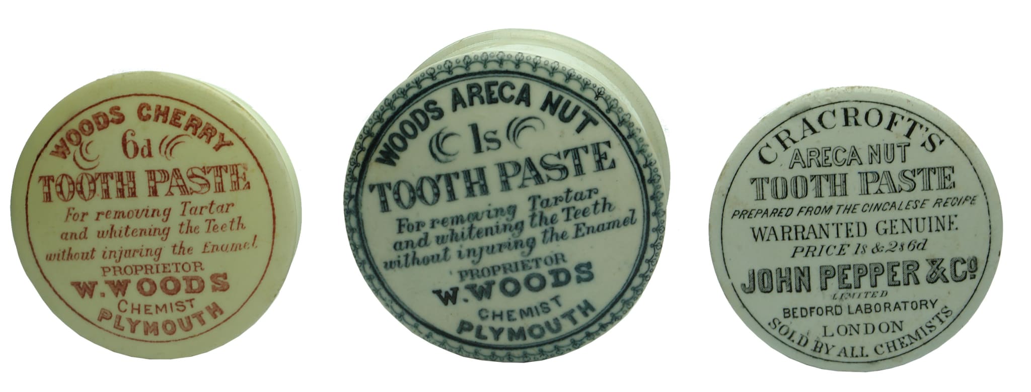 Antique Tooth Paste Pot Lids