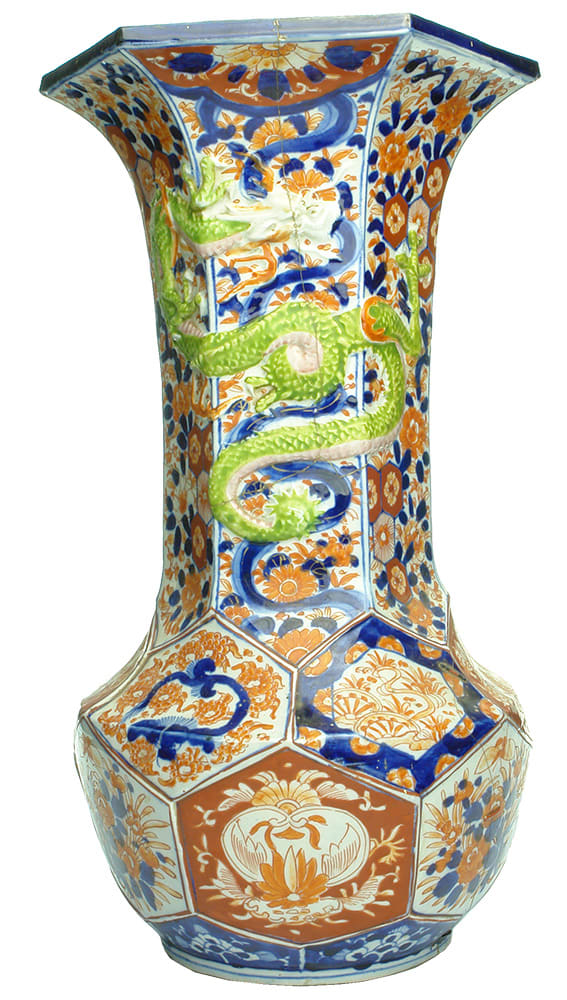 Imari Pottery Vase Silver Staples