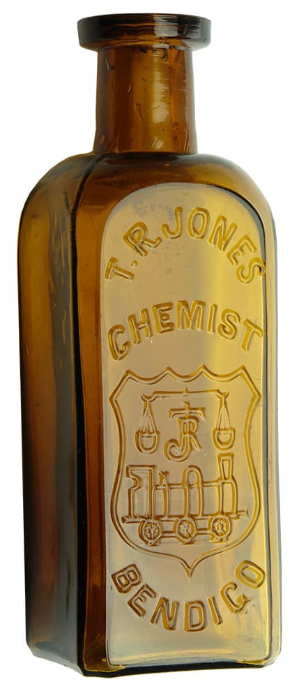 Jones Chemist Bendigo Amber Glass Bottle