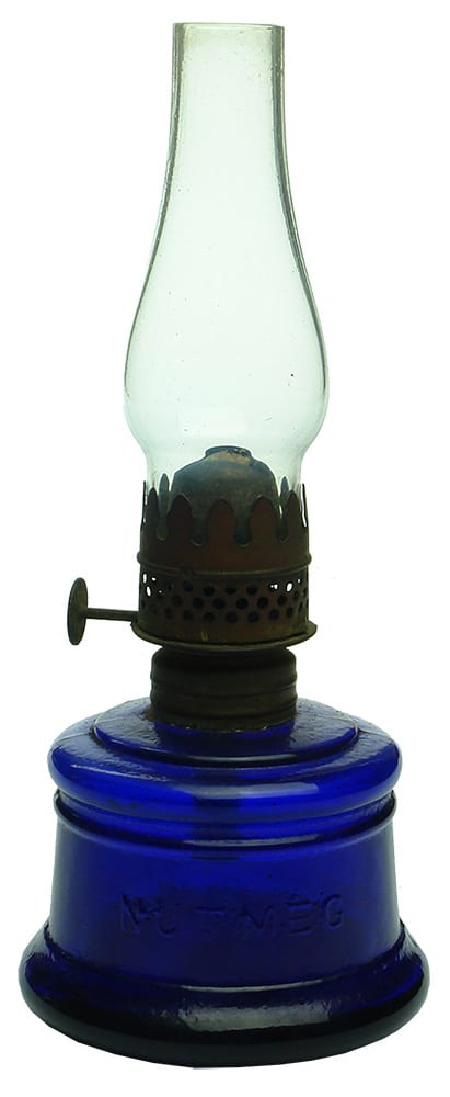 Blue Glass Nutmeg Lamp
