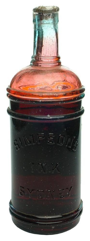 Simpson's Scarlet Writing Ink Sydney Antique Bottle