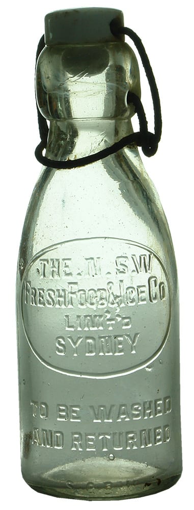 NSW Fresh Food Ice Sydney Antique Milk Bottle