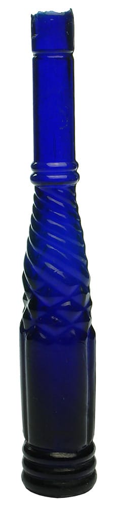 Blue Glass Whirley Salad Oil Bottle