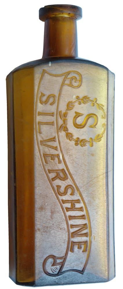 Silvershine Antique Amber Glass Bottle